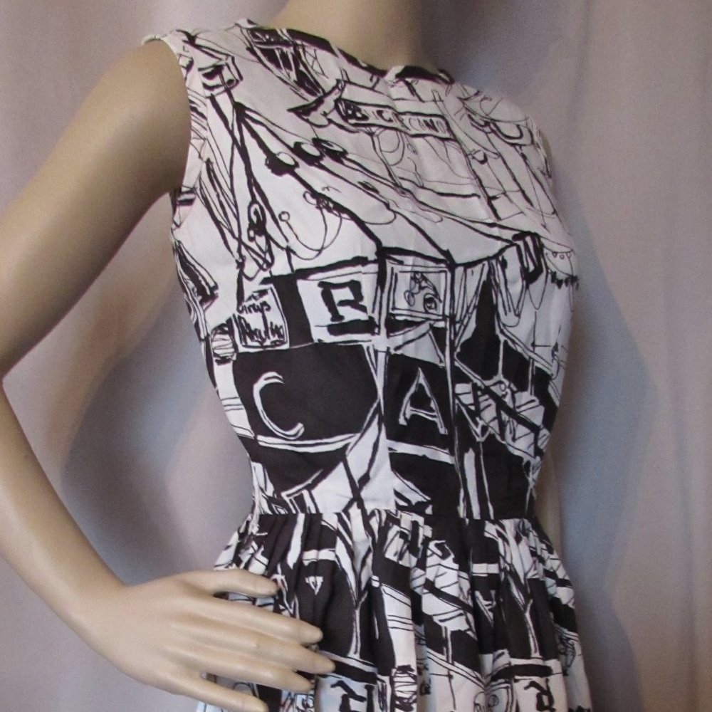 Vintage Summer Dress Black & Cream